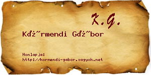 Körmendi Gábor névjegykártya